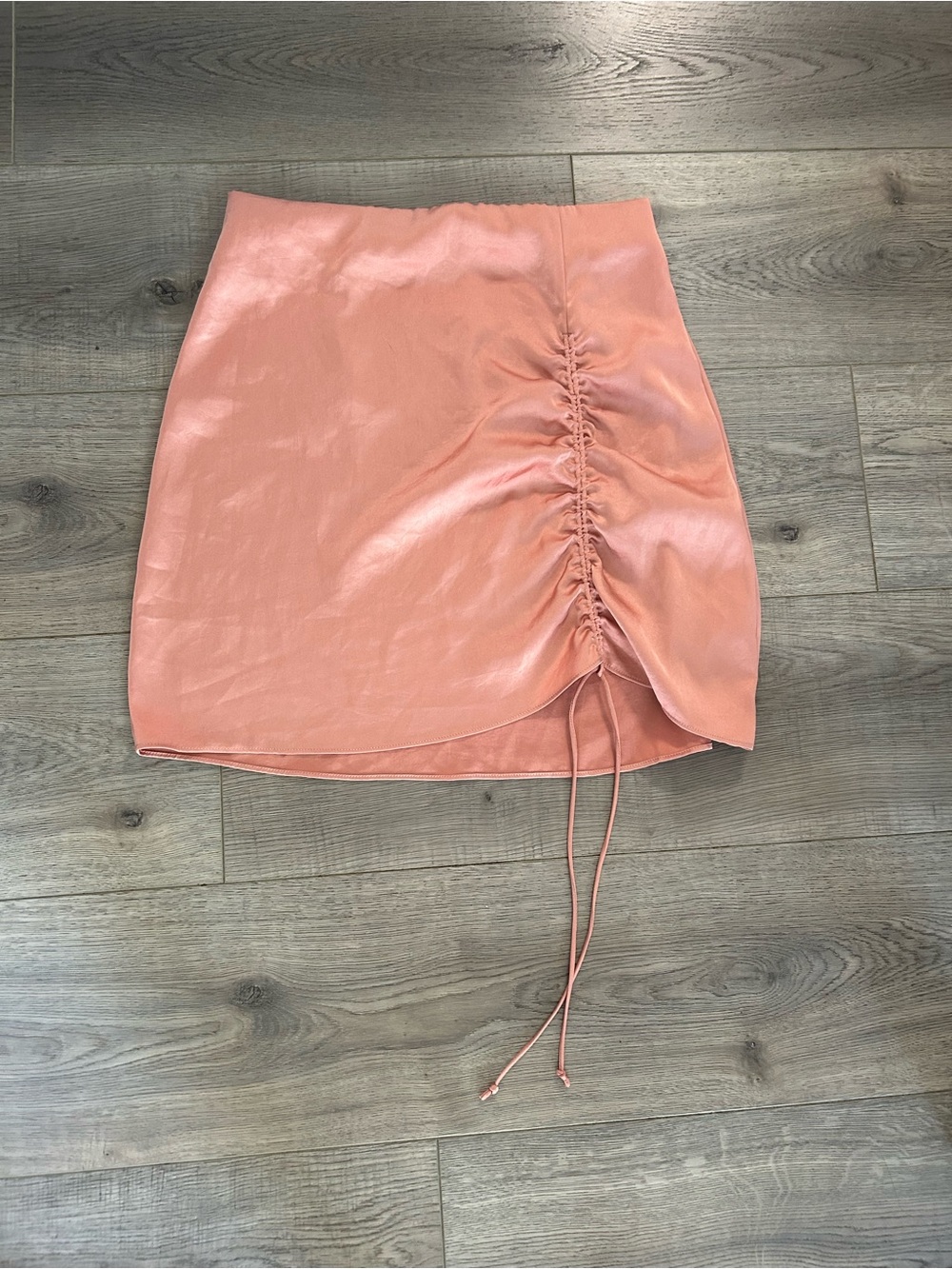 Wilfred Peachy Pink Drawstring Ruched Mini Skirt